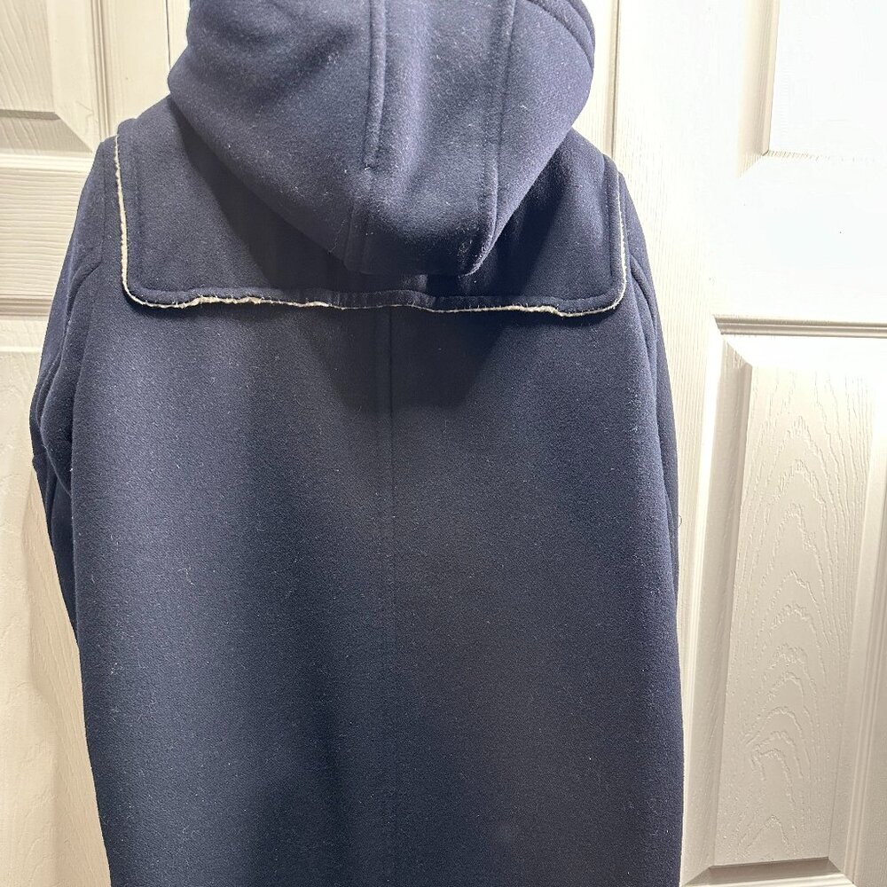 Zara Basic Women's Ladies Dark Blue Navy Wool Coat Jacket with Hood Size (L) - Picture 4 of 12